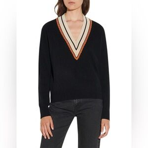 Sandro Wool Blend Colle V-Neck Jumper Sweater
